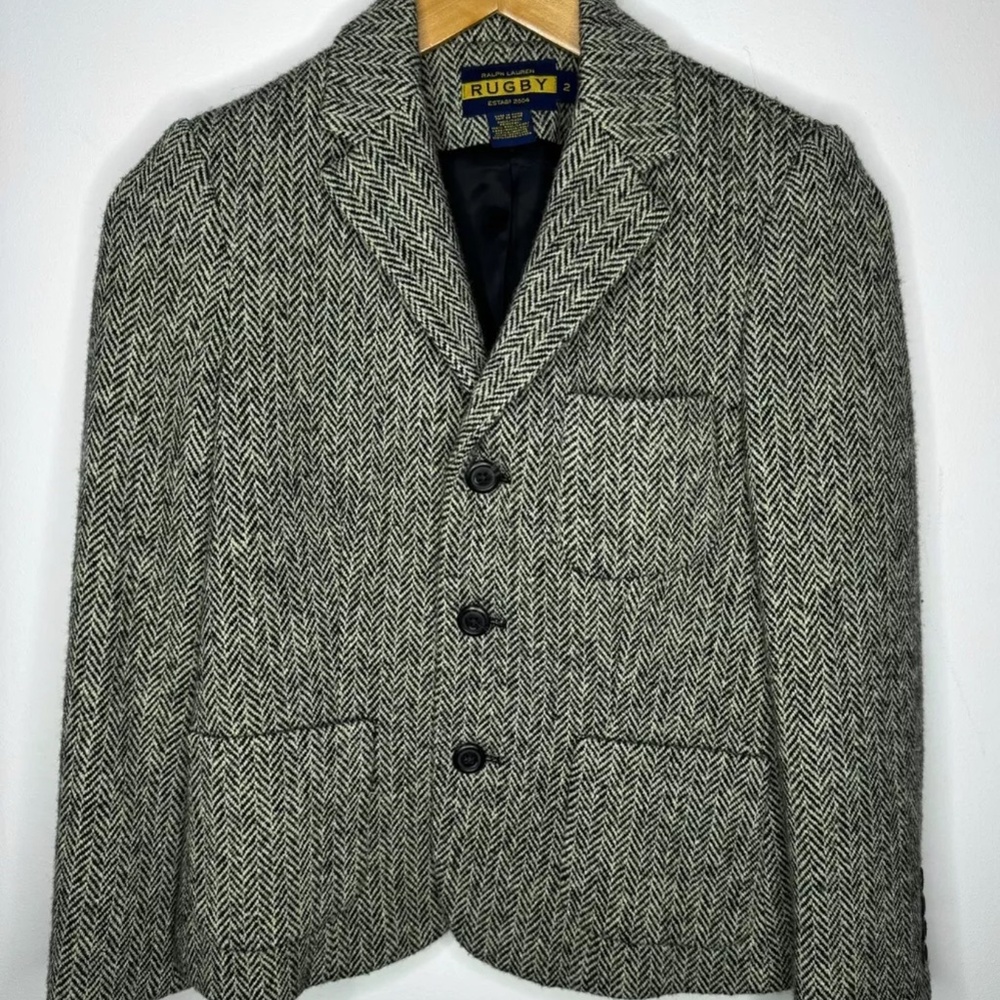 Ralph Lauren Rugby XS Herringbone Gray Blazer/Jacket and Bermuda Shorts set.